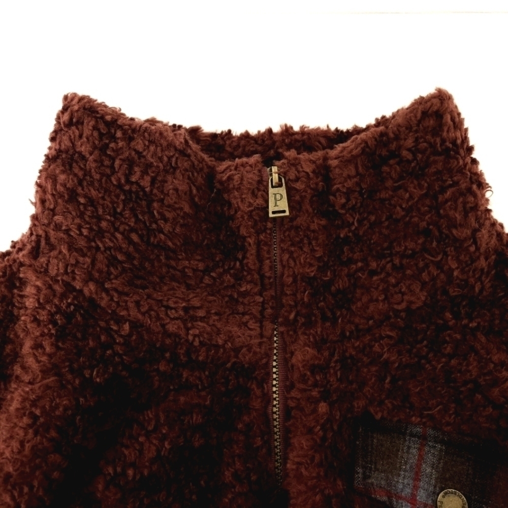 Pendleton Burgundy Plaid Sherpa Zip Up Jacket XL - Picture 9 of 10